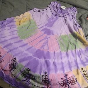 Summer tank dress. OS. Embroidered purple